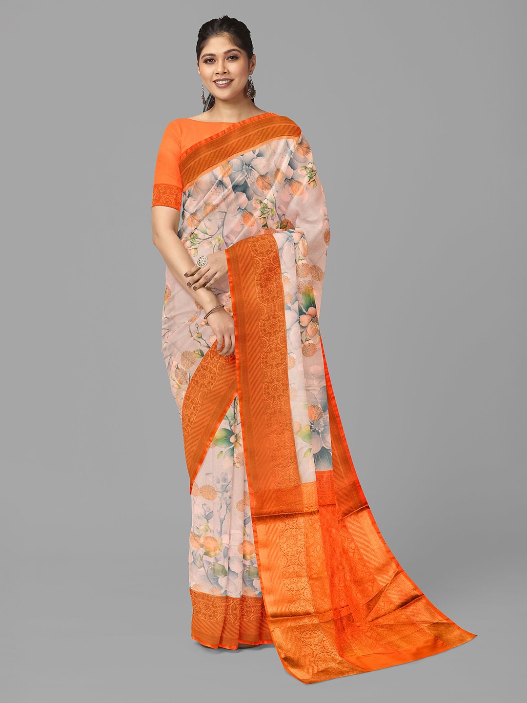

The Chennai Silks Floral Art Silk Banarasi Saree, Beige