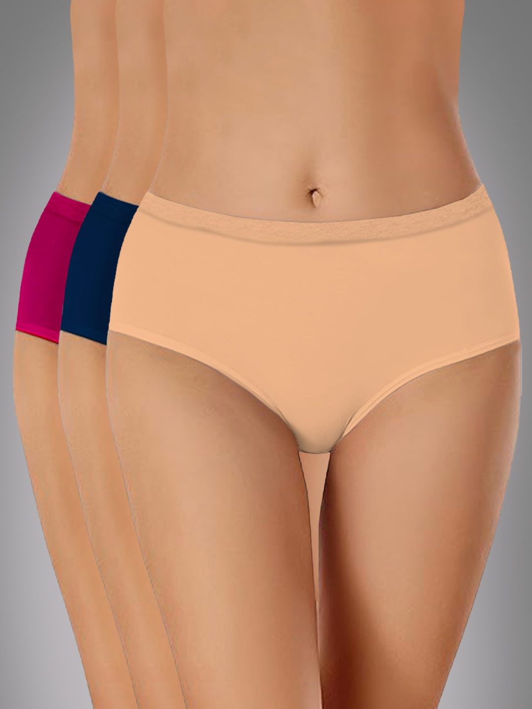 

Heelium Pack Of 3 Mid-Rise Seamless Hipster Briefs P3-W-Brief-BGENBMRN-XXXL, Beige