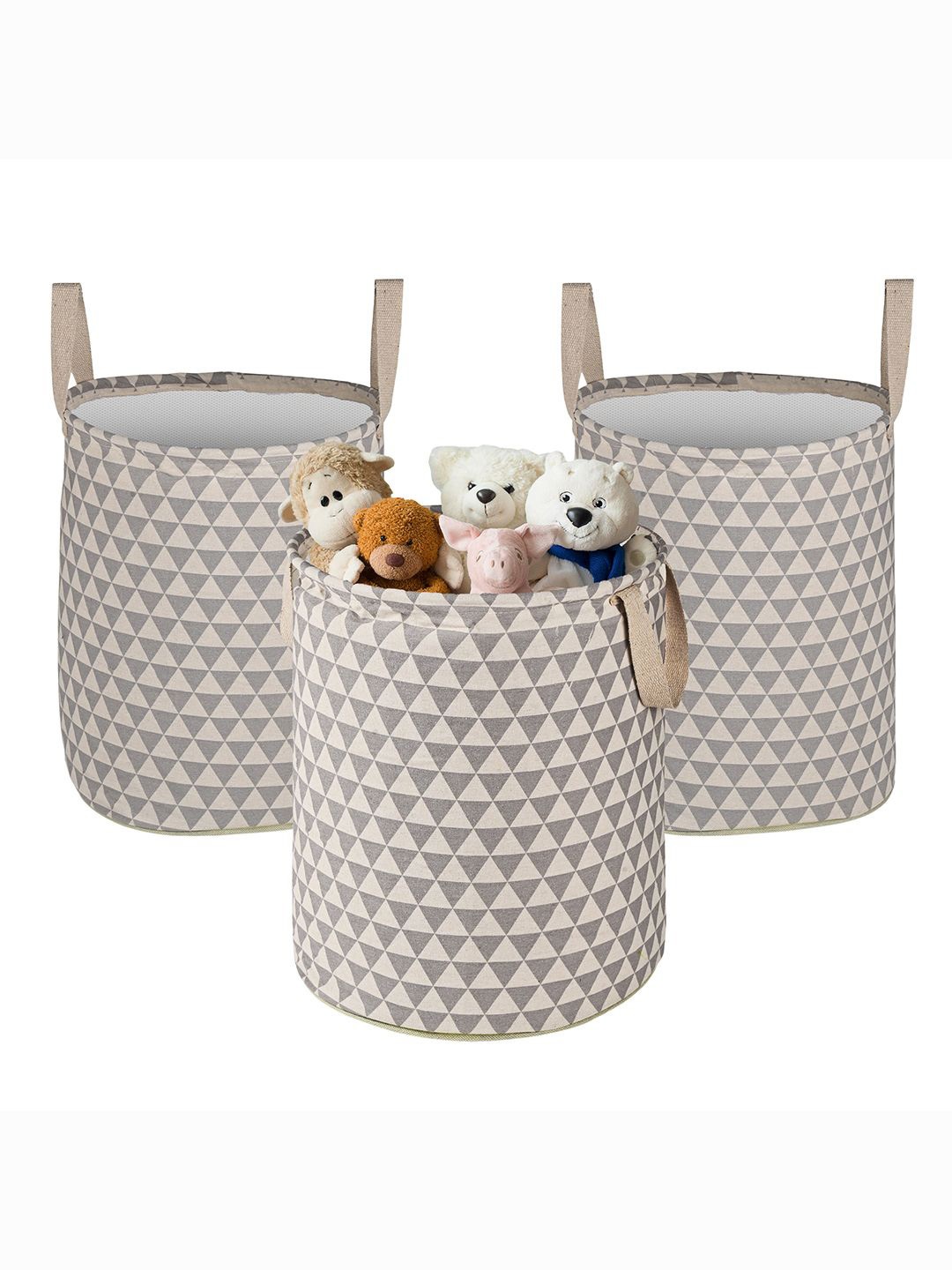 

Kuber Industries Grey & White 3 Pieces Reusable Multi-Utility Organisers