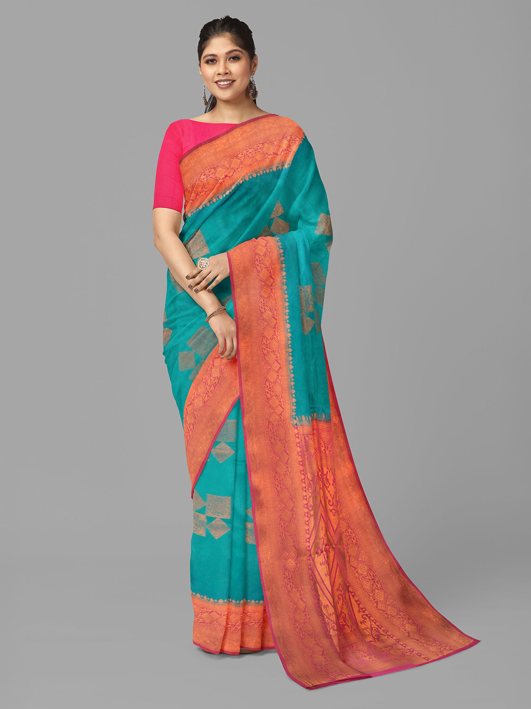 

The Chennai Silks Women Jute Cotton Saree, Green