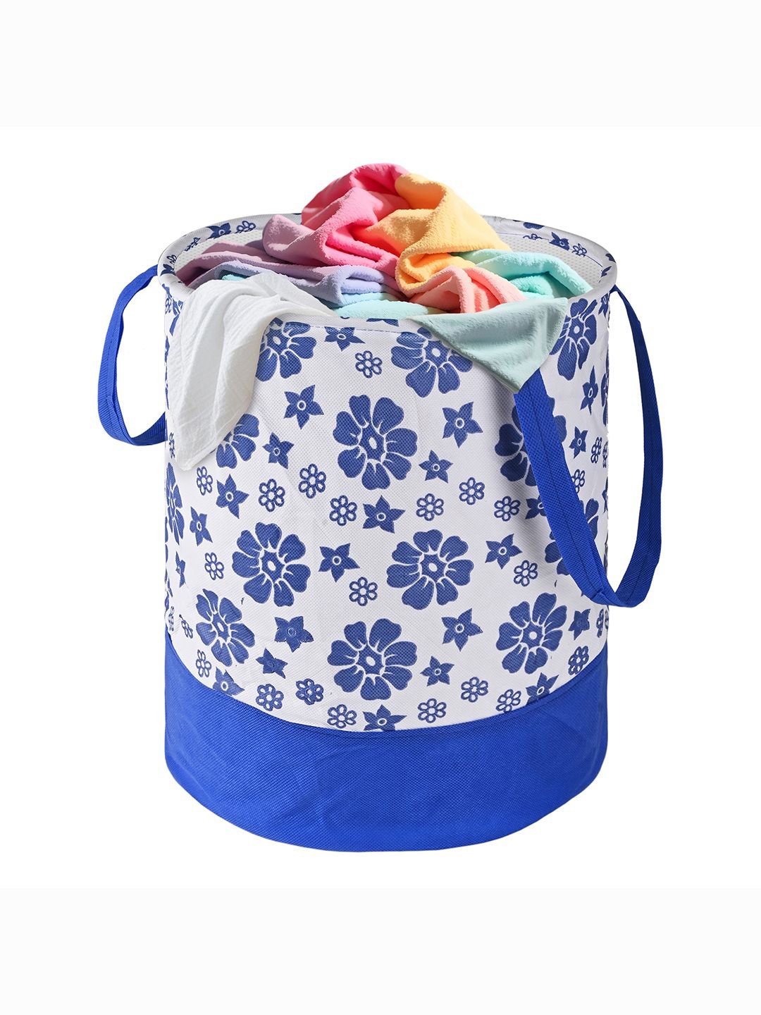 

Kuber Industries Blue & White Printed Foldable Laundry Bags 45 L