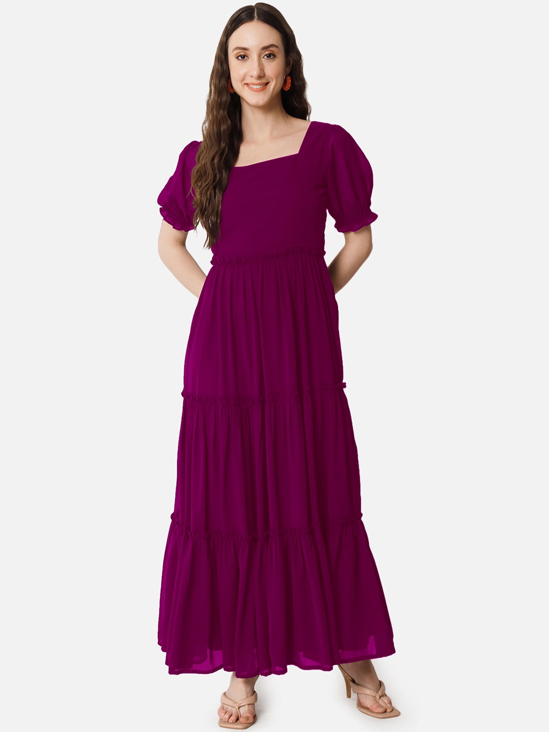 

Krunal Raiyani Women Fit & Flare Maxi Dress, Magenta