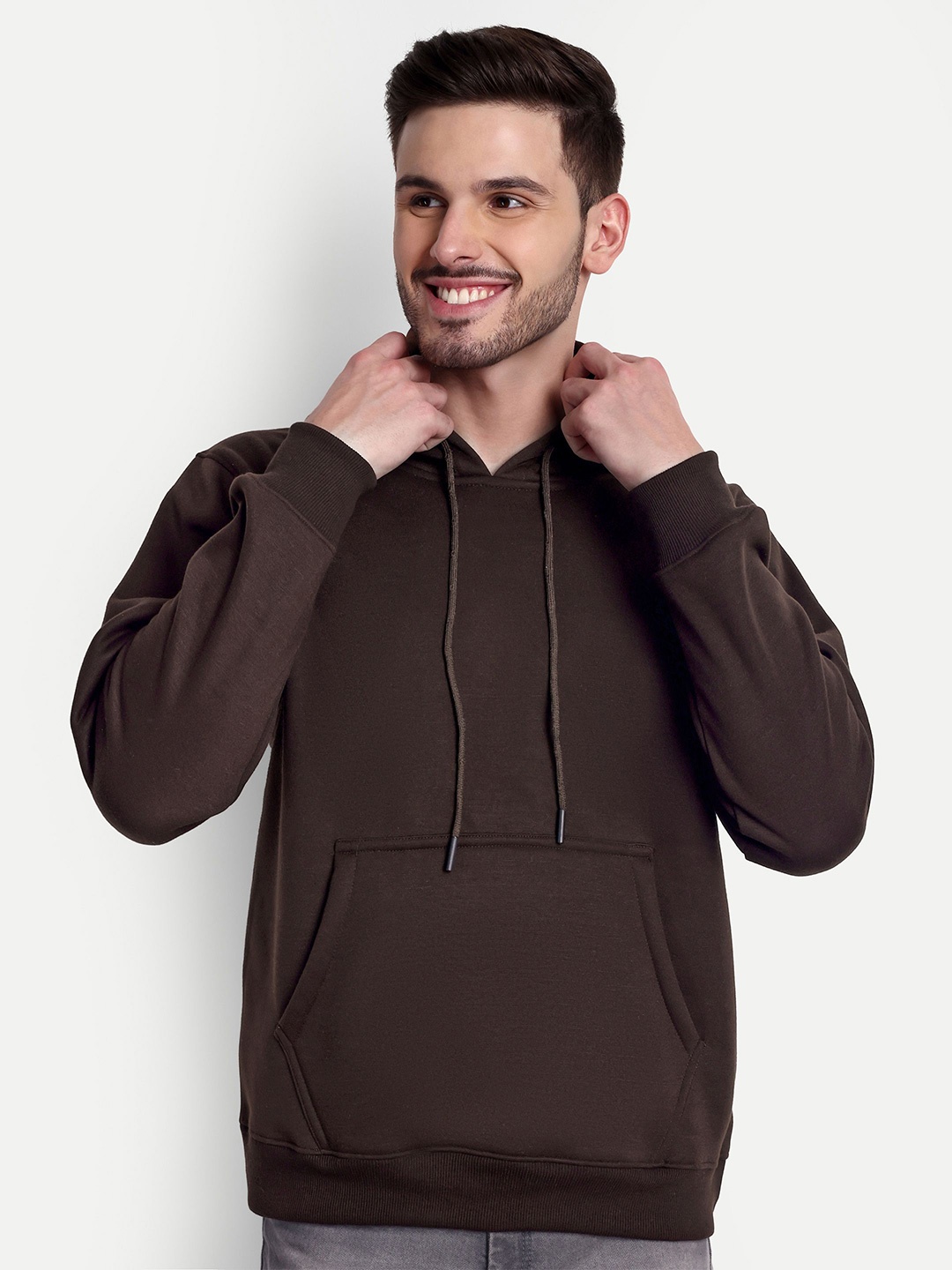 

ZEFFIT Men Hooded Winter Sweatshirt, Brown