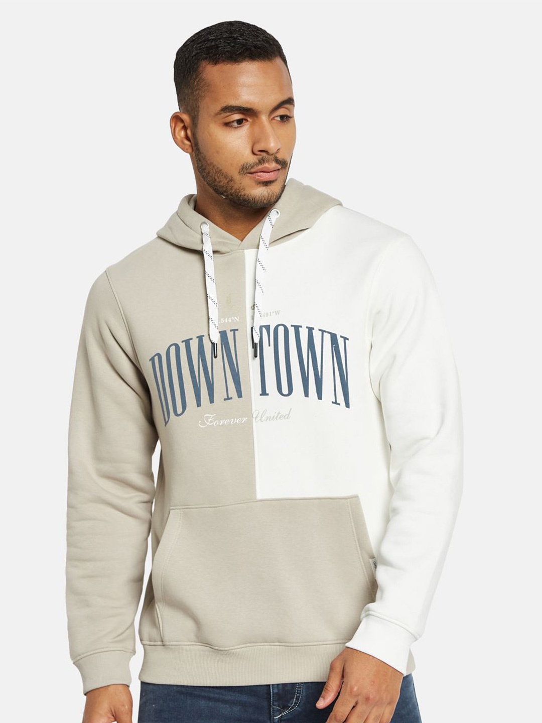

Octave Men Colourblocked Hooded Sweatshirt, Grey