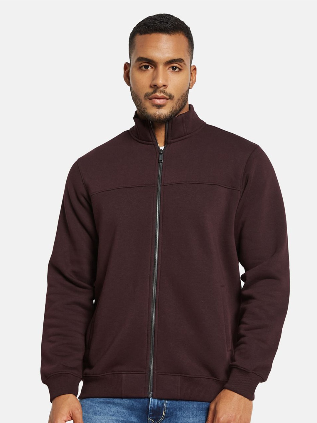 

Octave Men Mock Collar Sweatshirt, Maroon