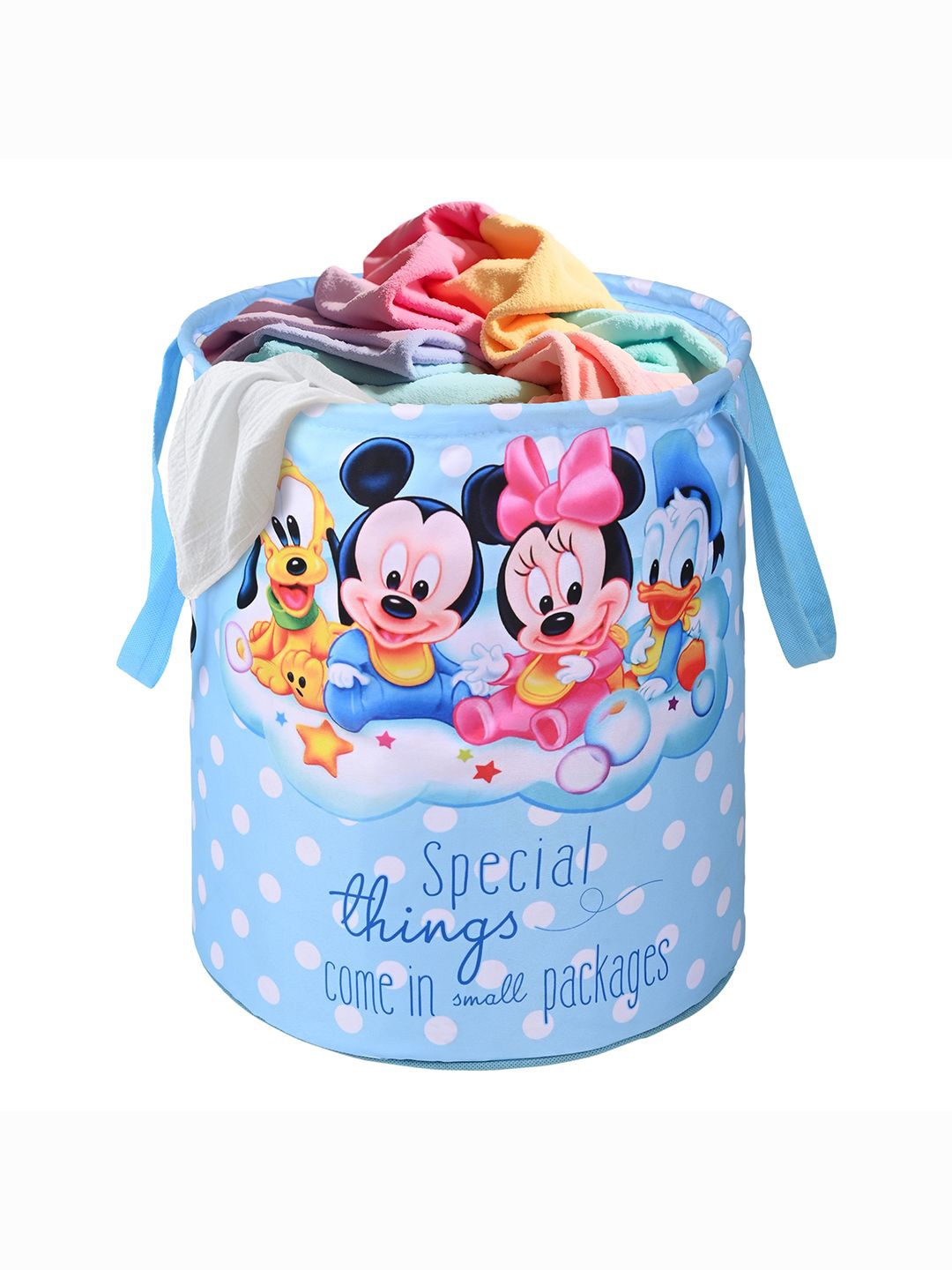 

Kuber Industries Blue & White Disney Printed Foldable Laundry Bags 45 L