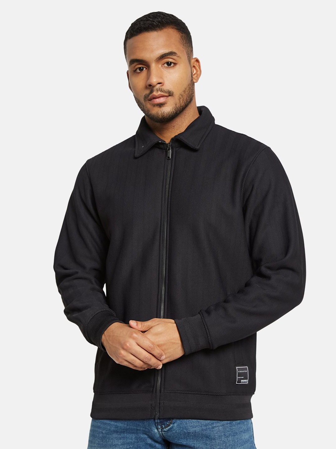 

Octave Men Front-Open Pullover Sweatshirt, Black