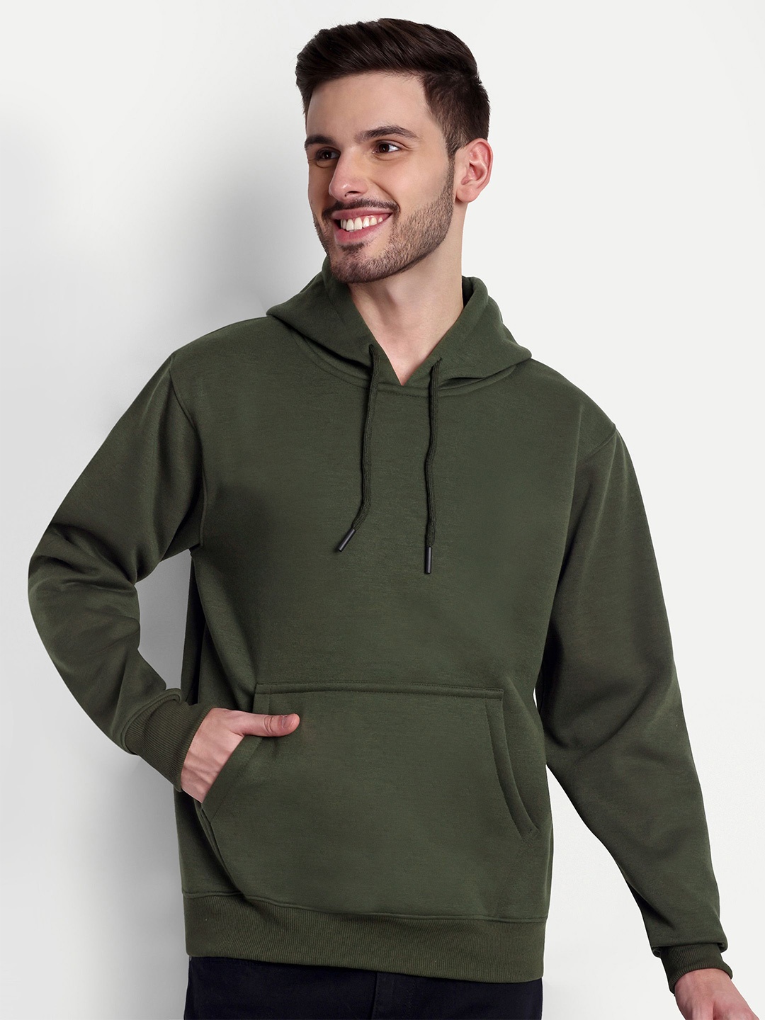 

ZEFFIT Men Hooded Winter Sweatshirt, Olive
