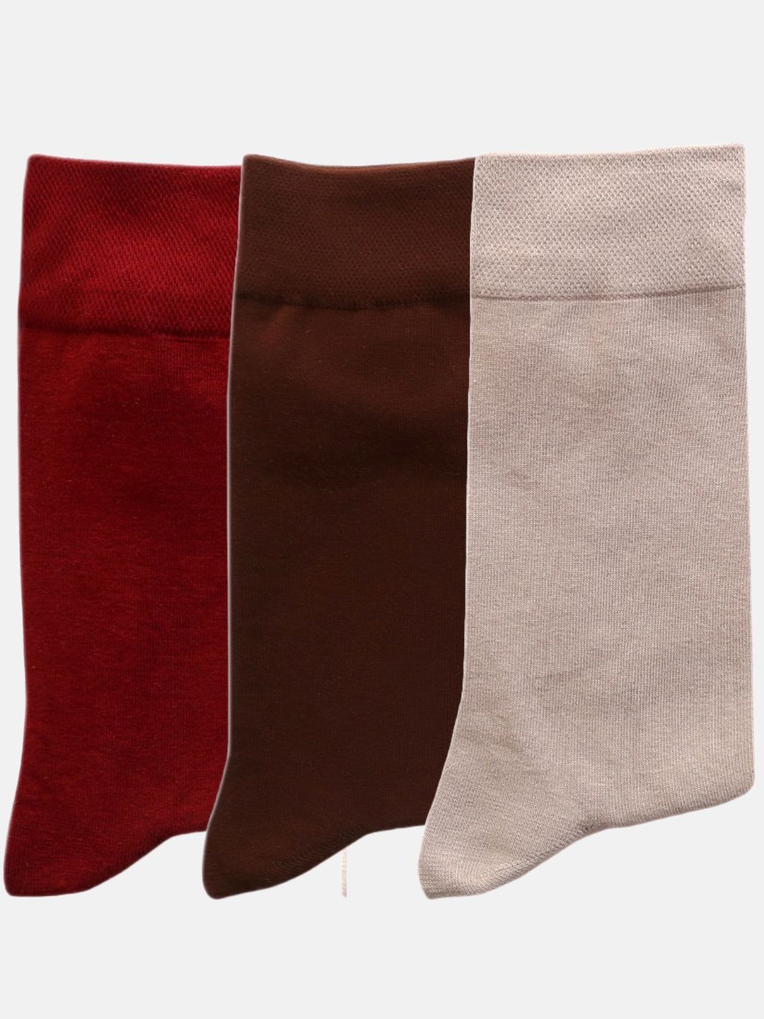 

N2S NEXT2SKIN Men Pack Of 3 Cotton Seamless Calf-Length Formal Socks, Brown