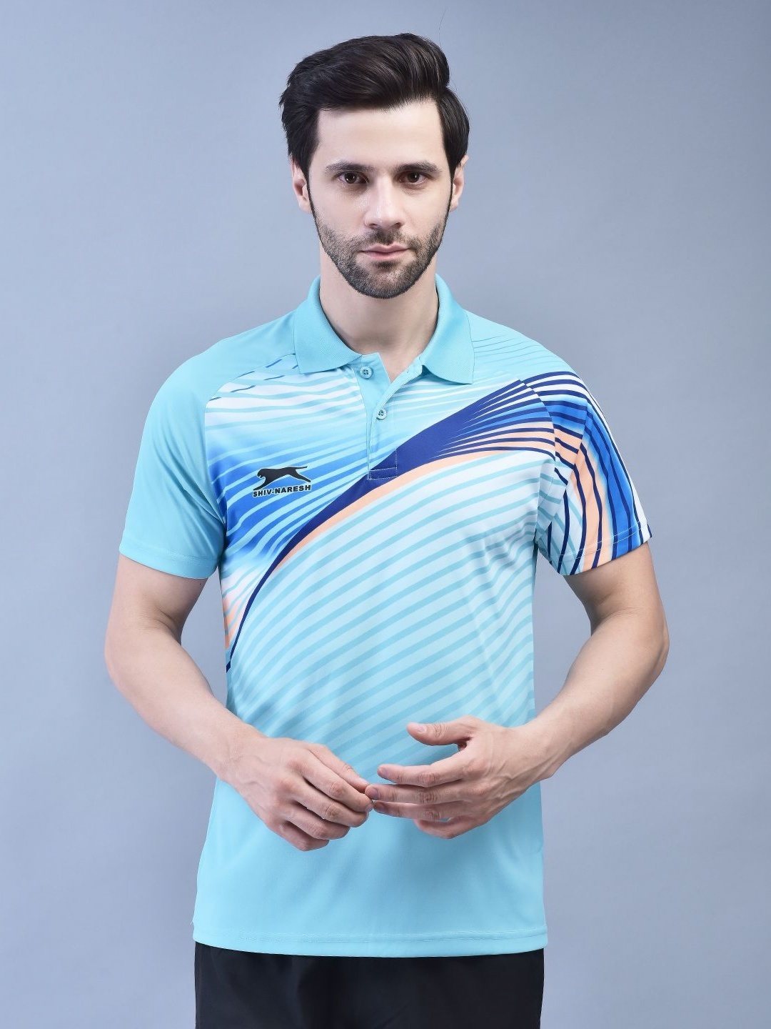 

Shiv Naresh Men Graphic Printed Polo Collar T-shirt, Blue