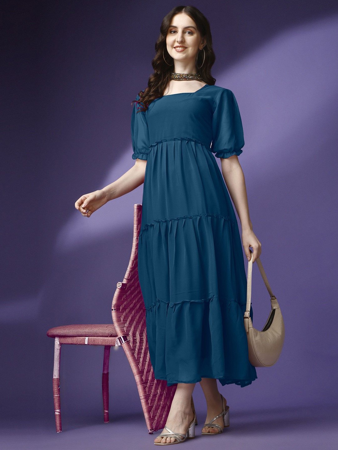 

Raiyani Enterprise Women Fit & Flare Dress, Blue