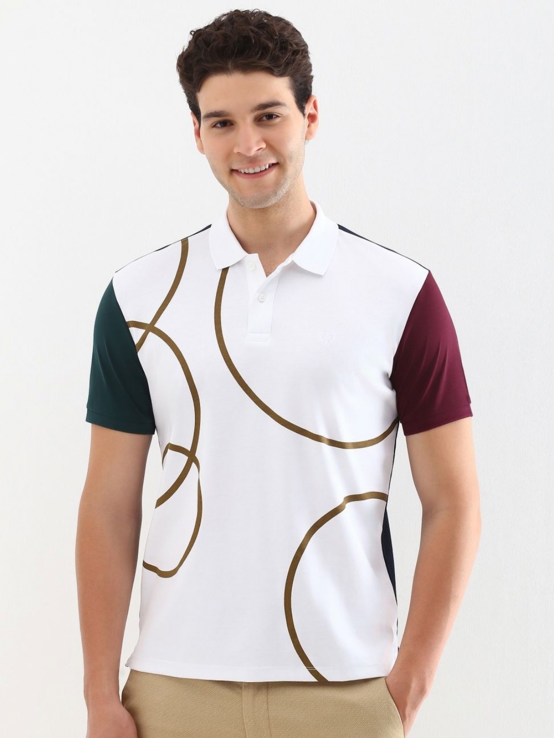 

Allen Solly Men Colourblocked Polo Collar Cotton T-shirt, White