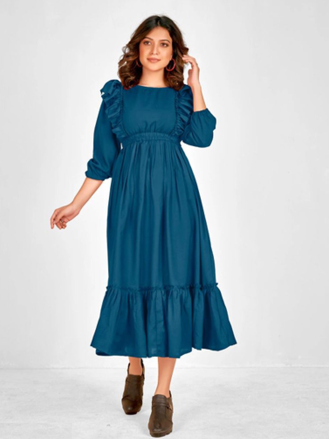 

Krunal Raiyani Women Fit & Flare Round Neck Casual Dress, Blue