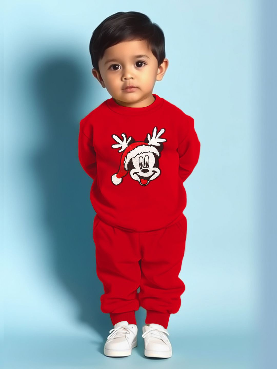 

YK Disney Boys Embroidered Round Neck Long Sleeves Sweatshirt With Jogger, Red