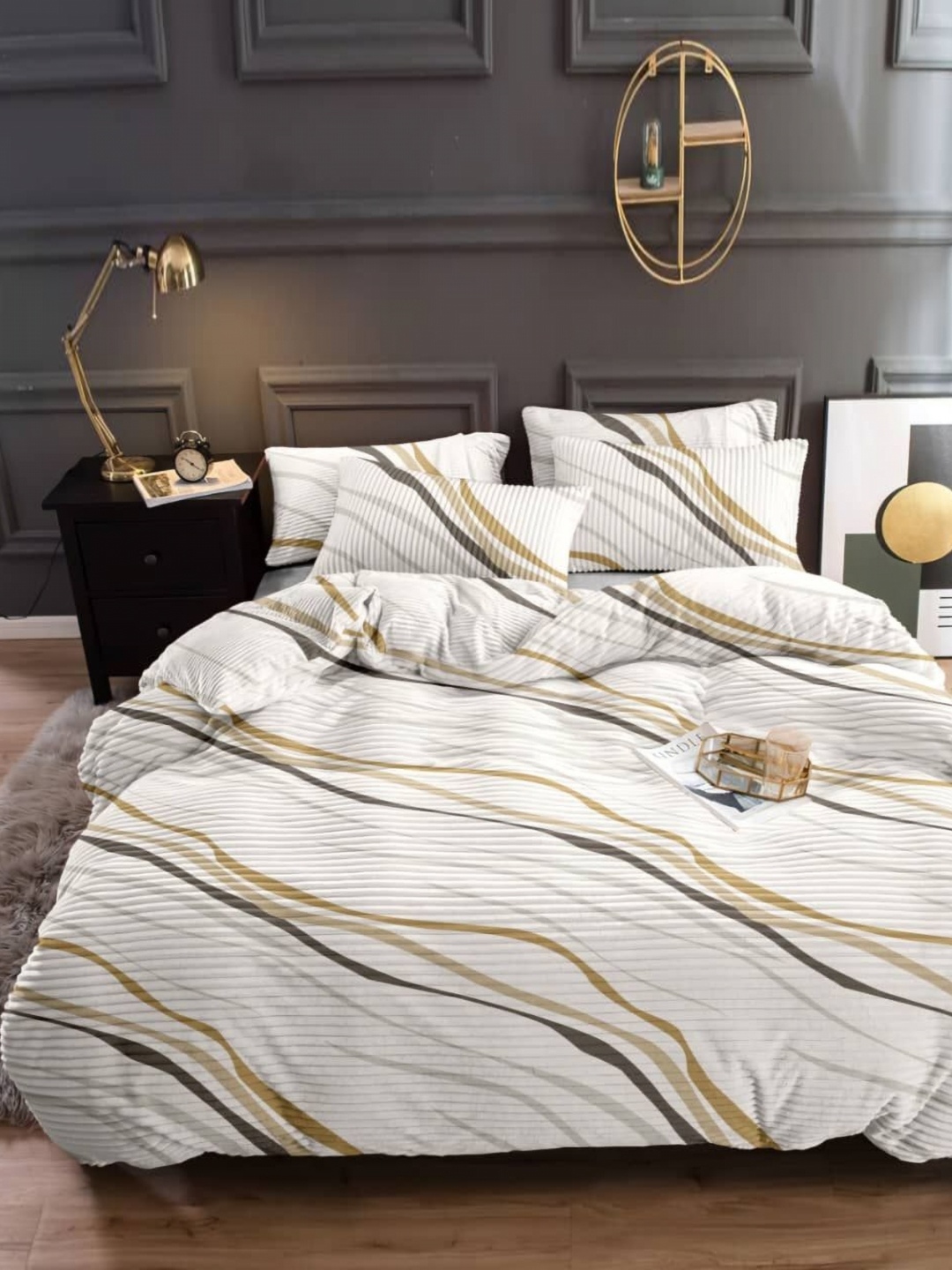 

MORADO Cream-Coloured & Brown 260 TC Single Bedsheet with 1 Pillow Covers