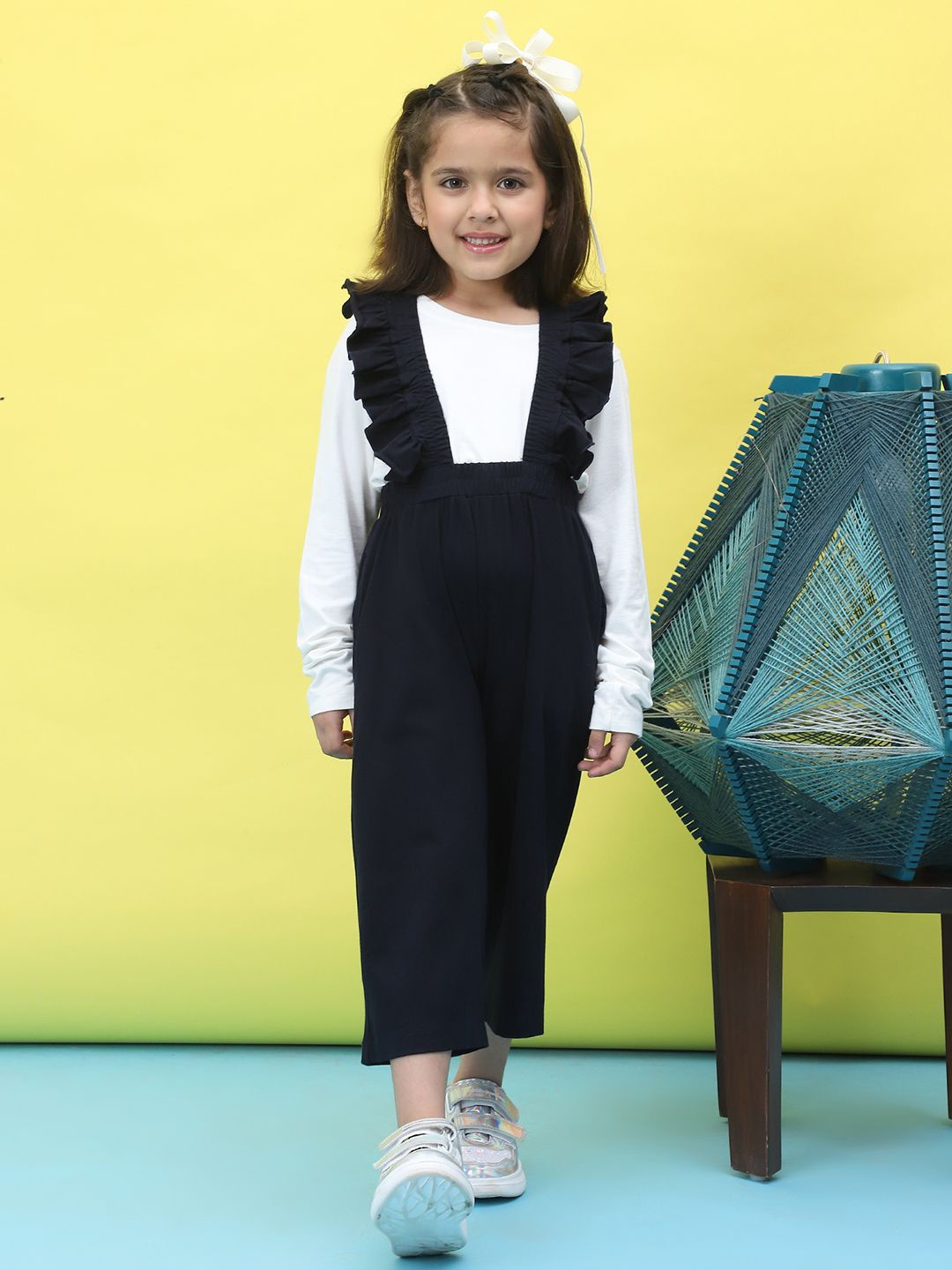 

Baawri Girls Straight Leg Dungaree With Top, Navy blue