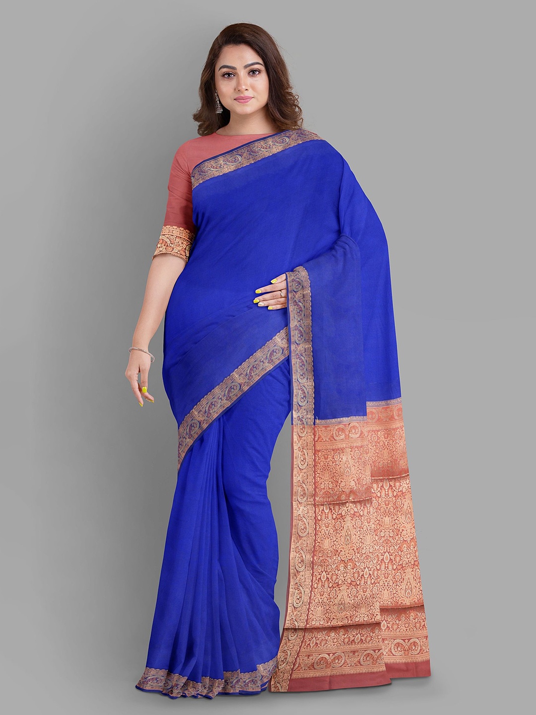 

The Chennai Silks Zari Woven Design Kanjeevaram Saree, Blue