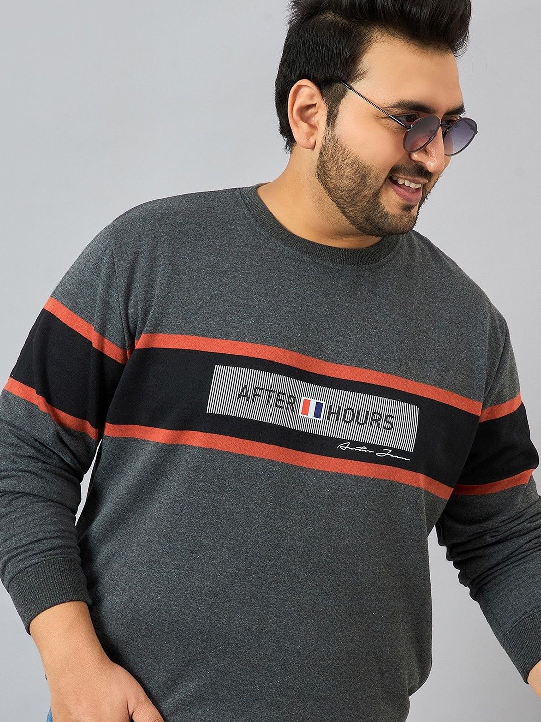 

AUSTIVO Men Round Neck Pullover Sweatshirt, Grey