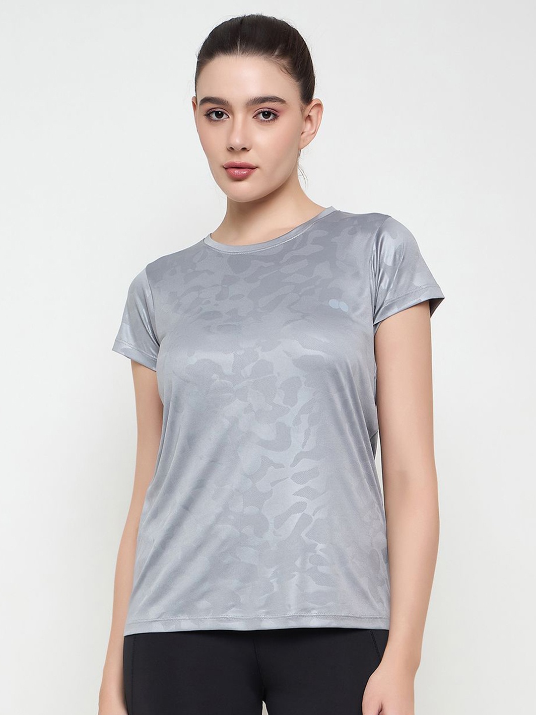 

Clovia Women Abstract Printed Round Neck T-shirt, Grey