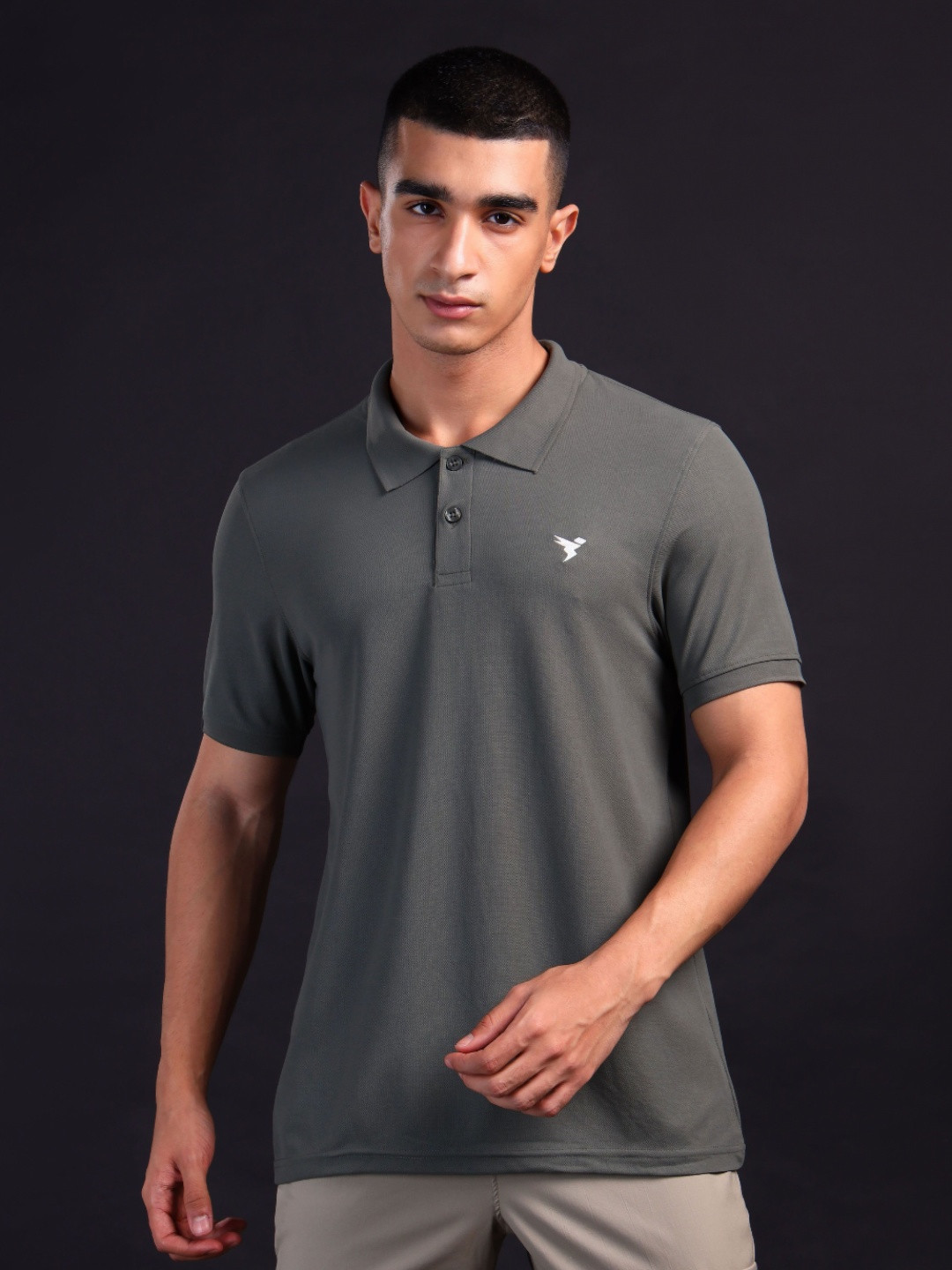 

Technosport Men Polo Collar UPF50 Slim Fit T-shirt, Green