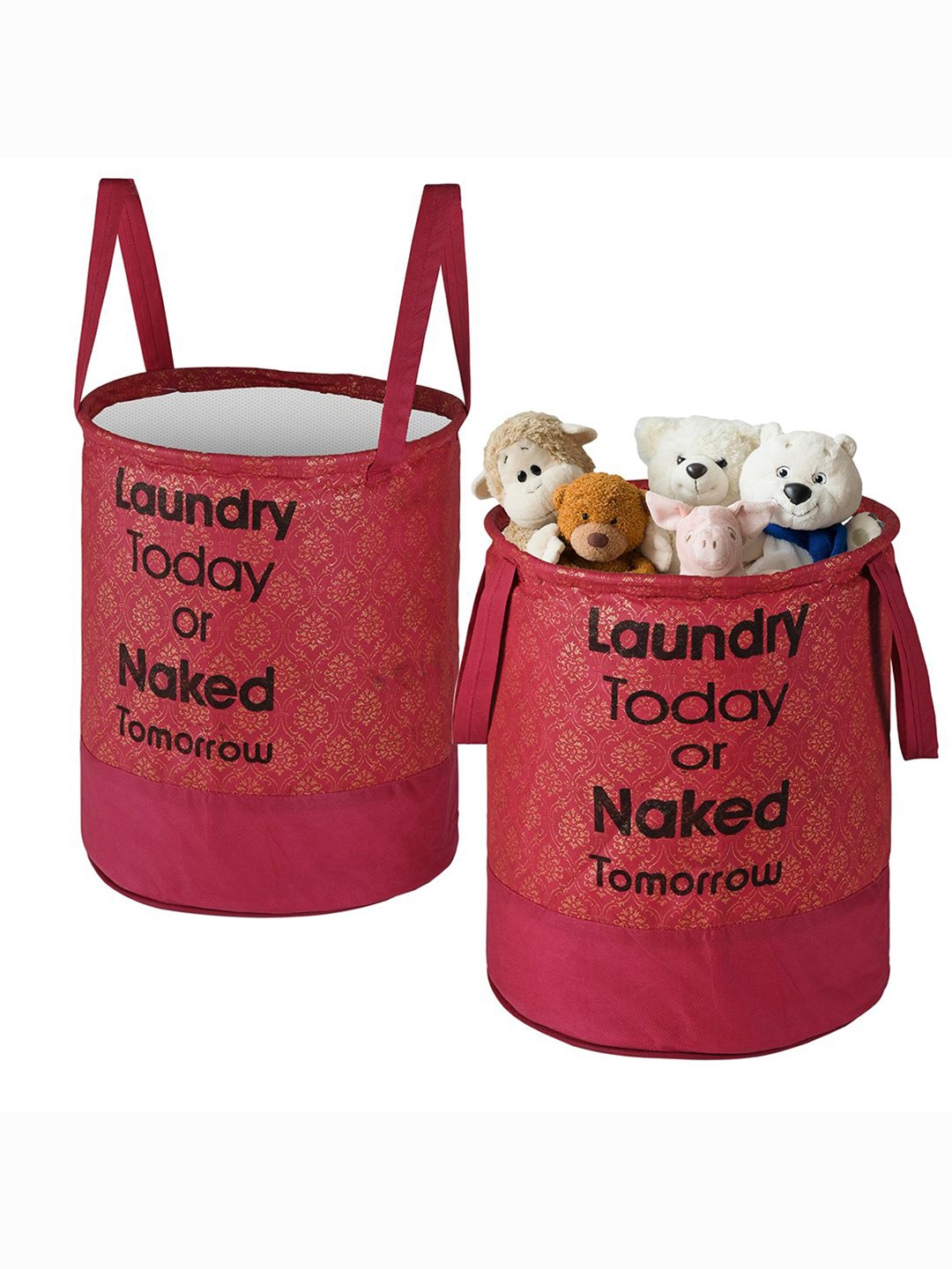 

Kuber Industries Maroon 2 Pieces Printed Foldable Laundry Bag 45L