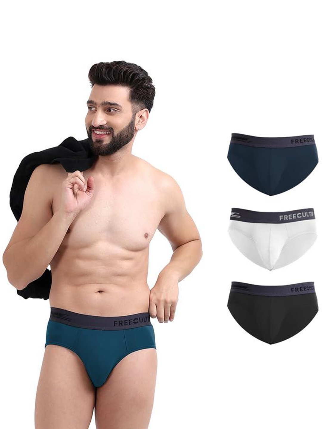 

FREECULTR Men Pack Of 4 Anti Bacterial Basic Briefs FCPXTBCWMBPBPOBL, Blue