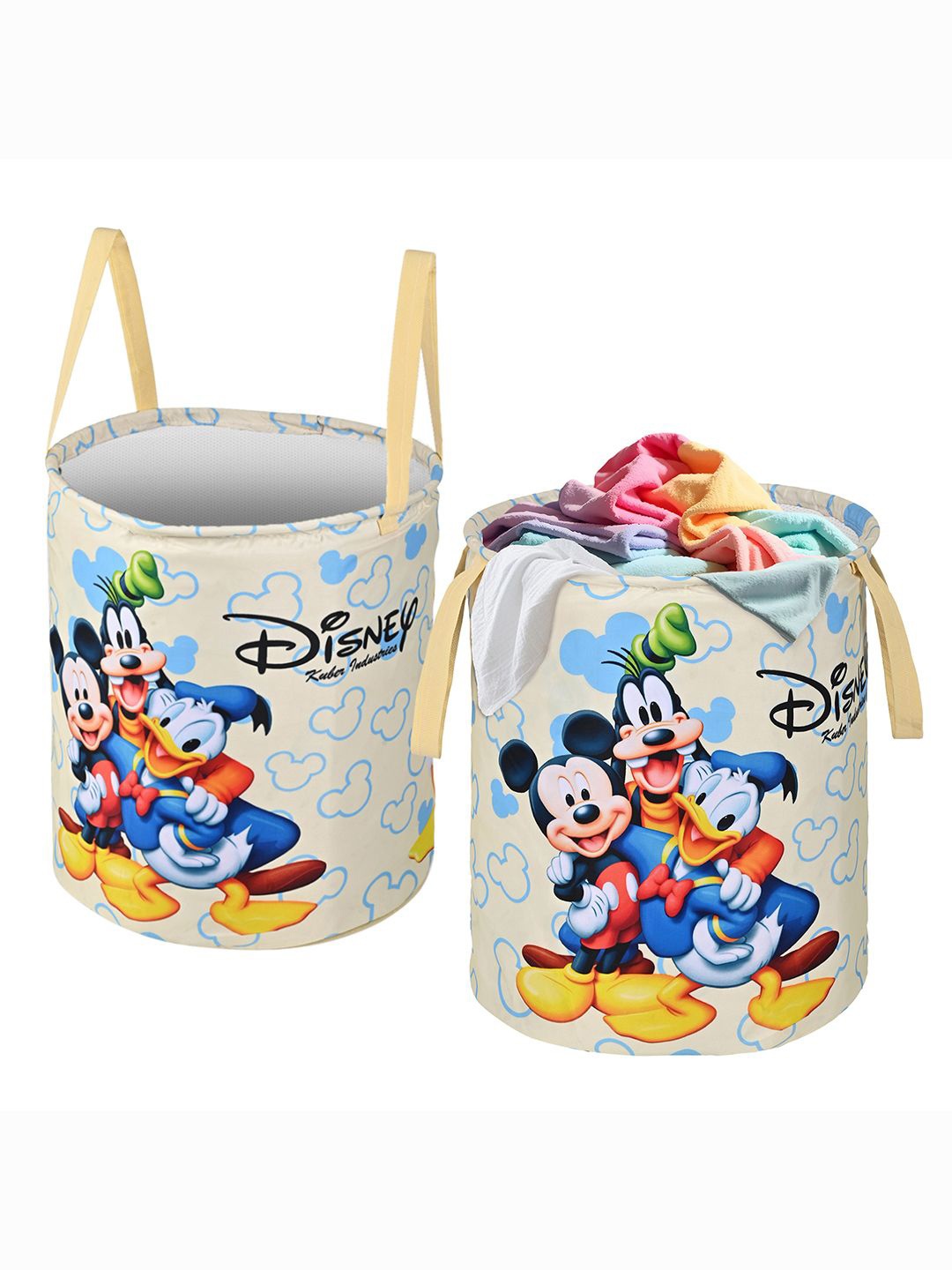 

Kuber Industries Cream & Blue 2 Pieces Printed Foldable Laundry Bags 45 L Each