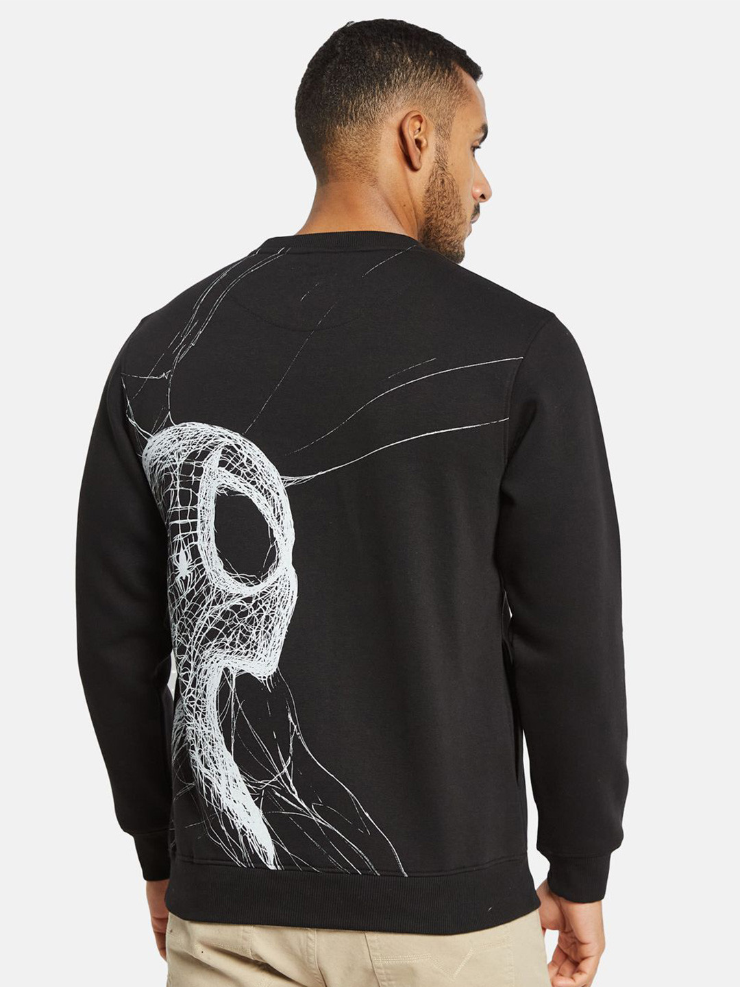 

Octave Men Printed Round Neck Sweatshirt, Black