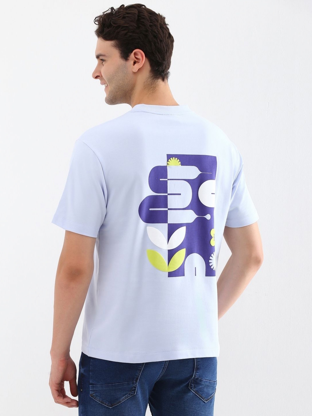 

Allen Solly Men Graphic Printed Round Neck Cotton T-shirt, Blue