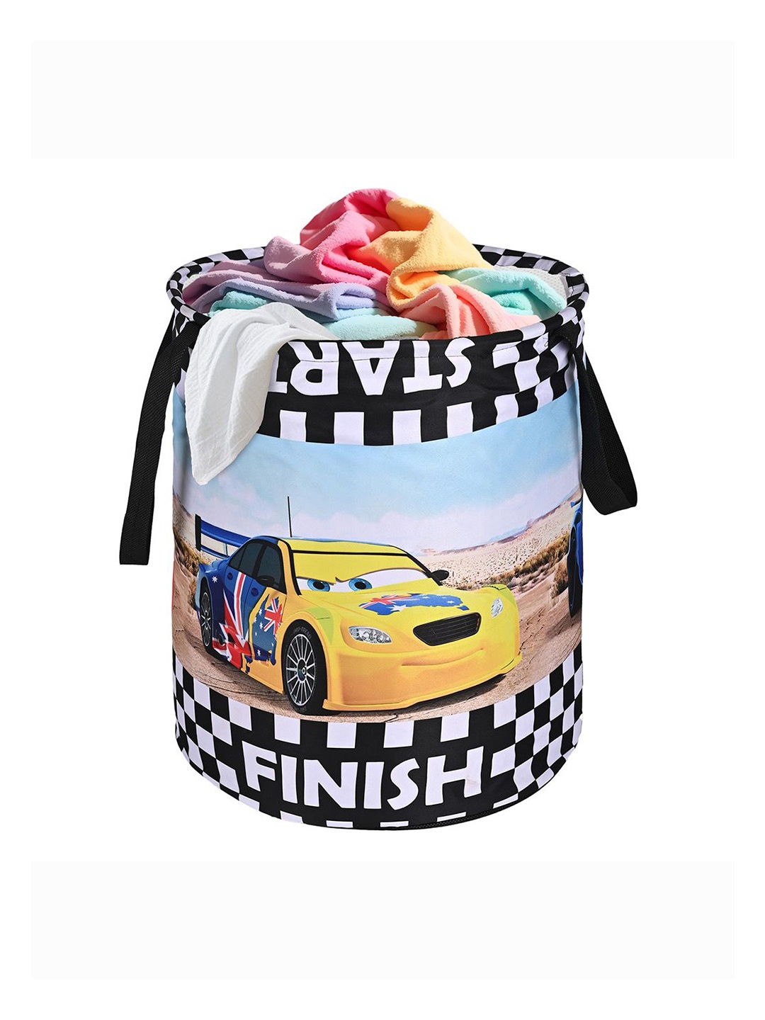 

Kuber Industries Black Printed Foldable Laundry Bag 45 l