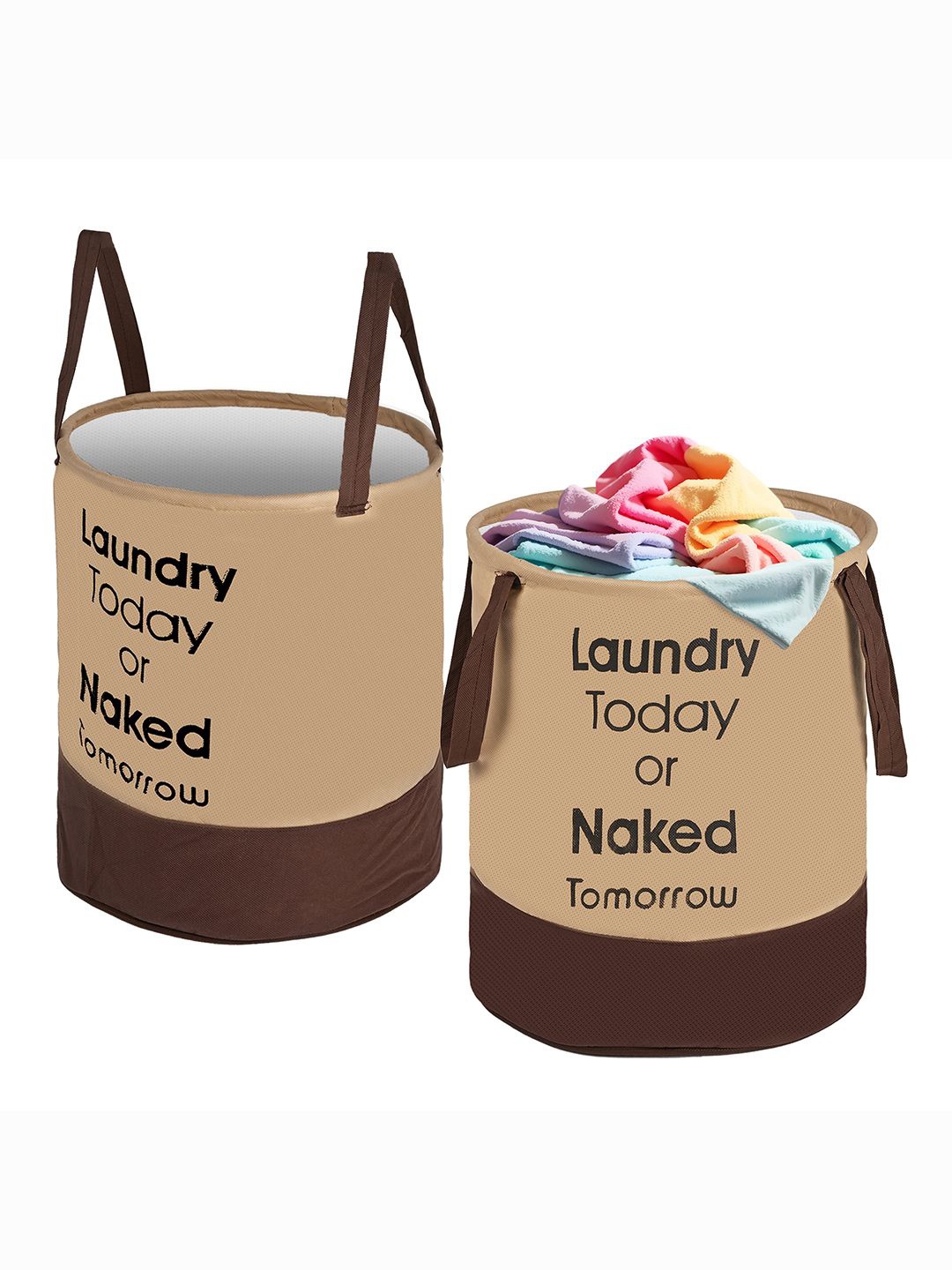 

Kuber Industries Brown 2 Pieces Printed Foldable Laundry Bags 45 l
