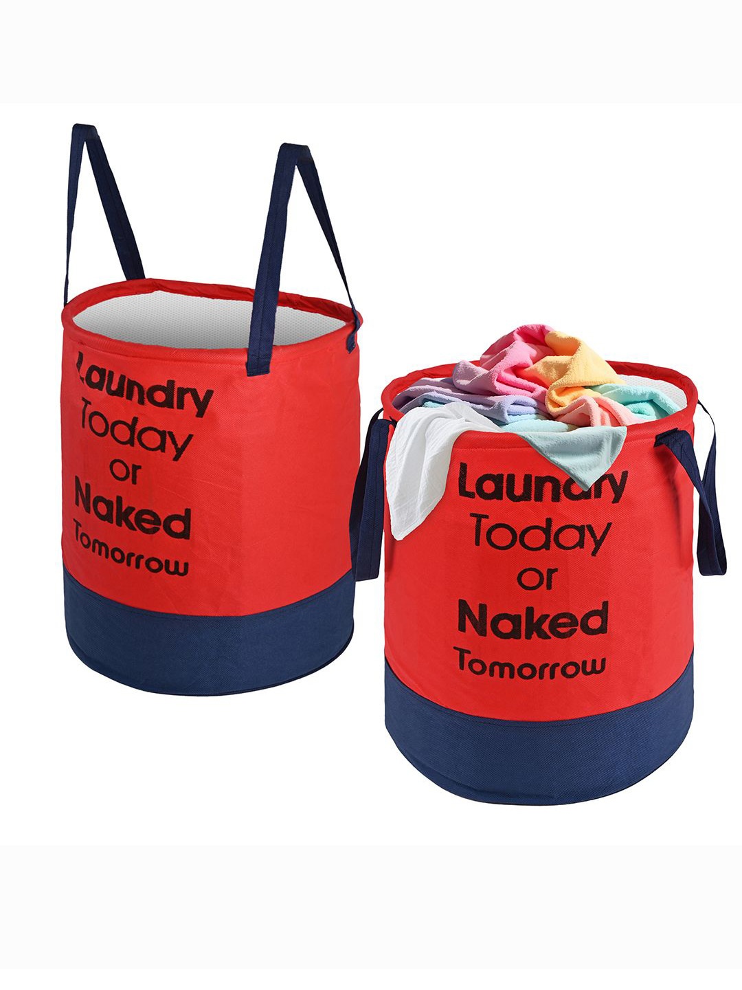 

Kuber Industries Red & Blue 2 Pieces Printed Foldable Laundry Bags 45 L Each