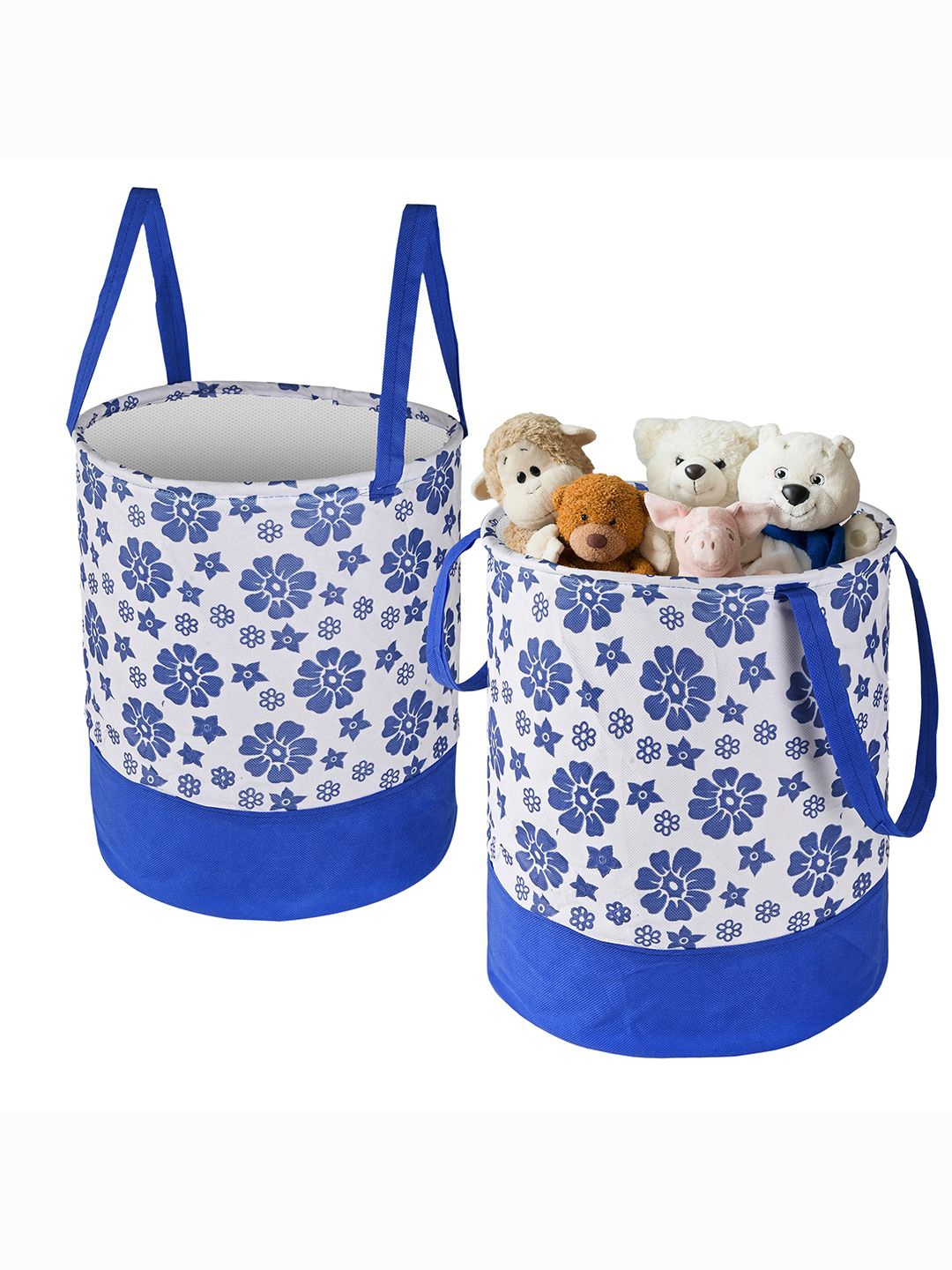 

Kuber Industries Blue & White 2 Pieces Reusable Multi-Utility Organisers