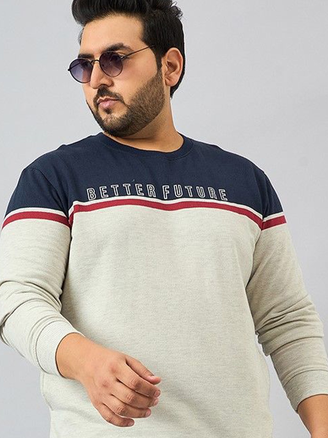 

AUSTIVO Men Striped Sweatshirt, Grey