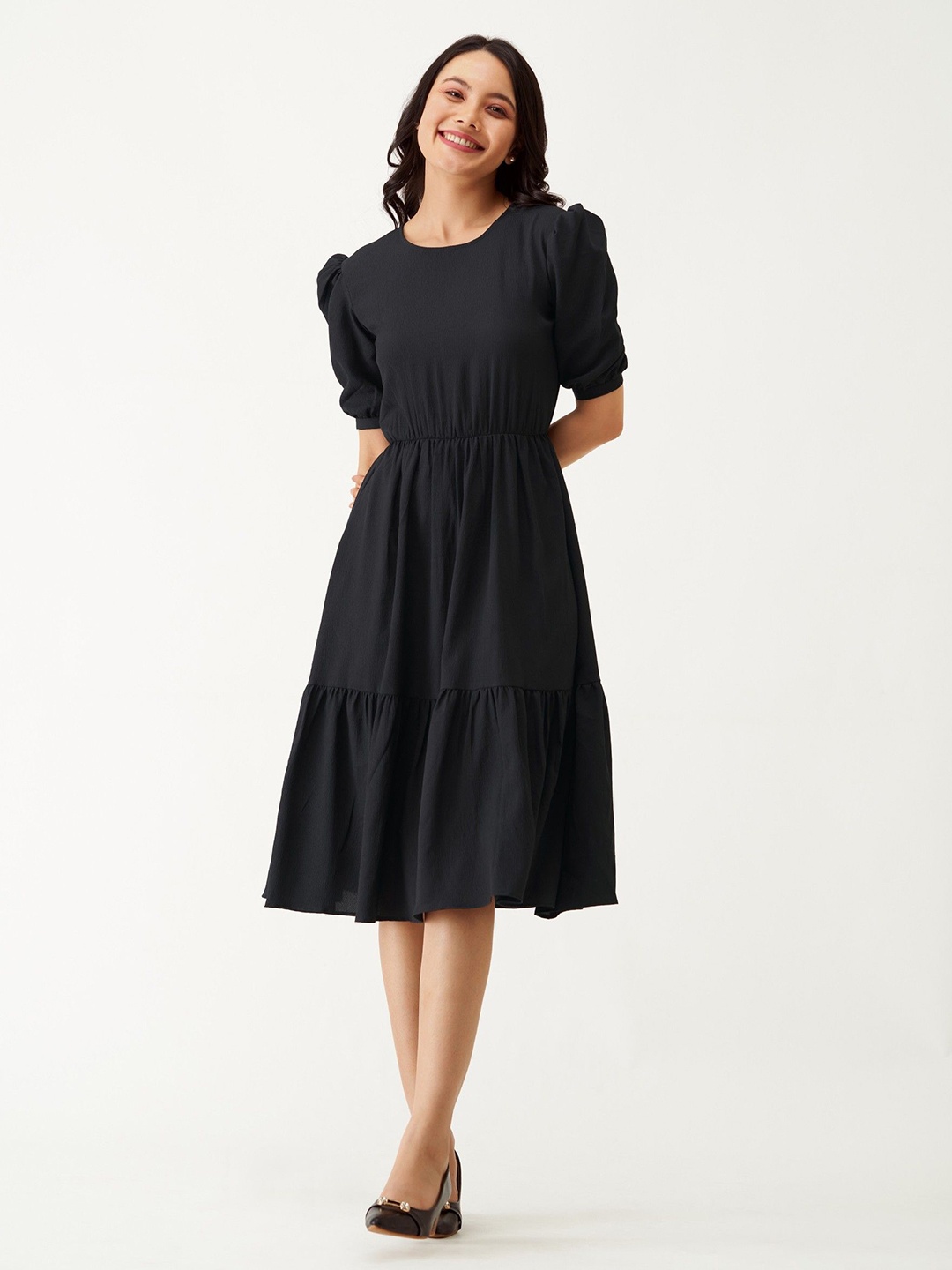 

Krunal Raiyani Women Fit & Flare Maxi Casual Dress, Black