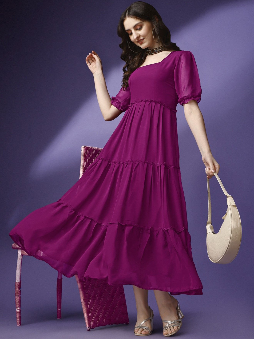 

Krunal Raiyani Women Fit & Flare Dress, Magenta