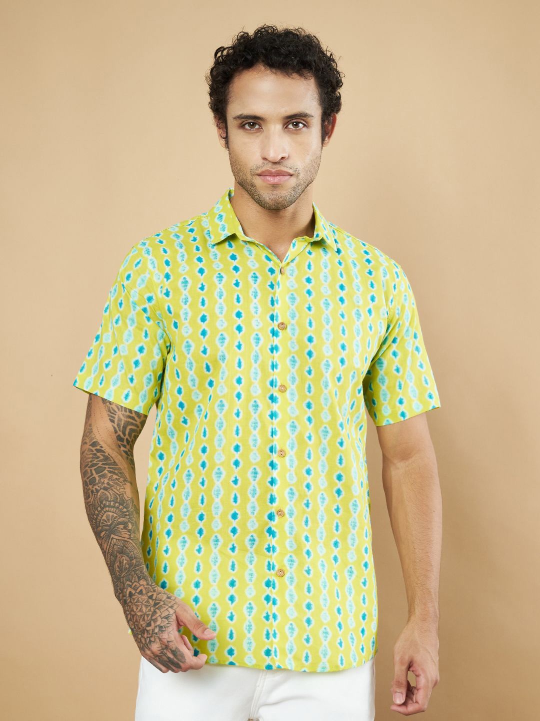 

COTLAND FASHION Men Premium Opaque Printed Casual Shirt, Fluorescent green