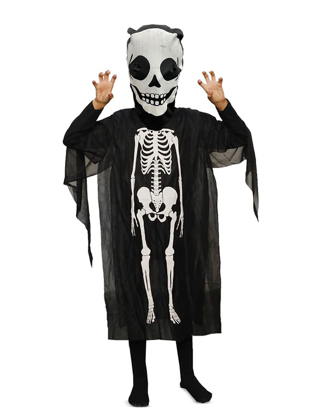 

itsmycostume Kids Halloween Full Sleeves Skeleton Witch Costume Set, Black