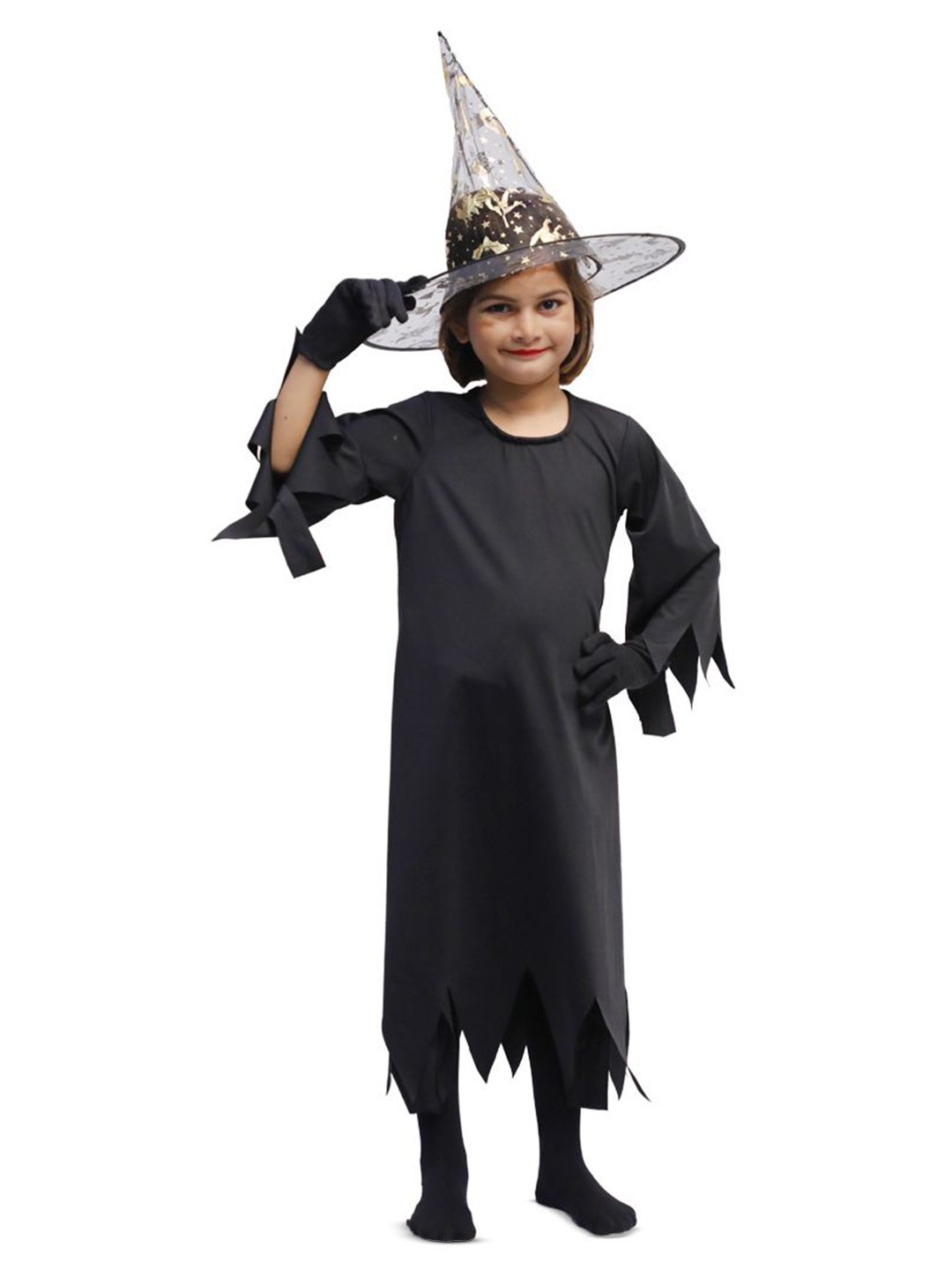 

itsmycostume Unisex Kids Halloween Theme Full Sleeves Wicked Witch Costume Set, Black