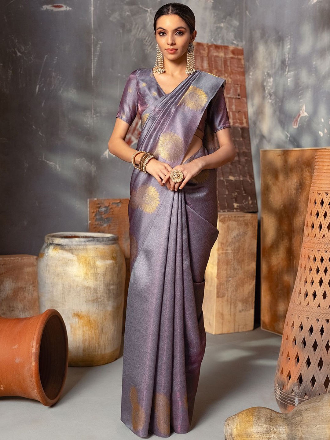 

Soch Woven Design Zari Tussar Saree, Purple