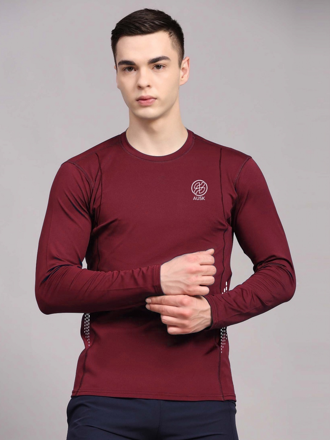 

AUSK Men Applique T-shirt, Maroon