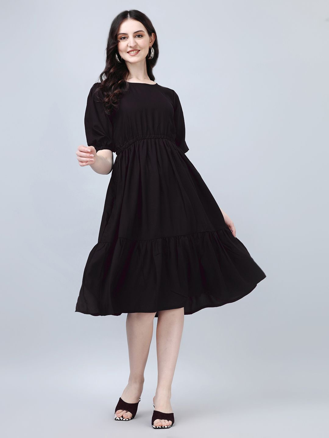 

Krunal Raiyani Women Fit & Flare Maxi Casual Dress, Black