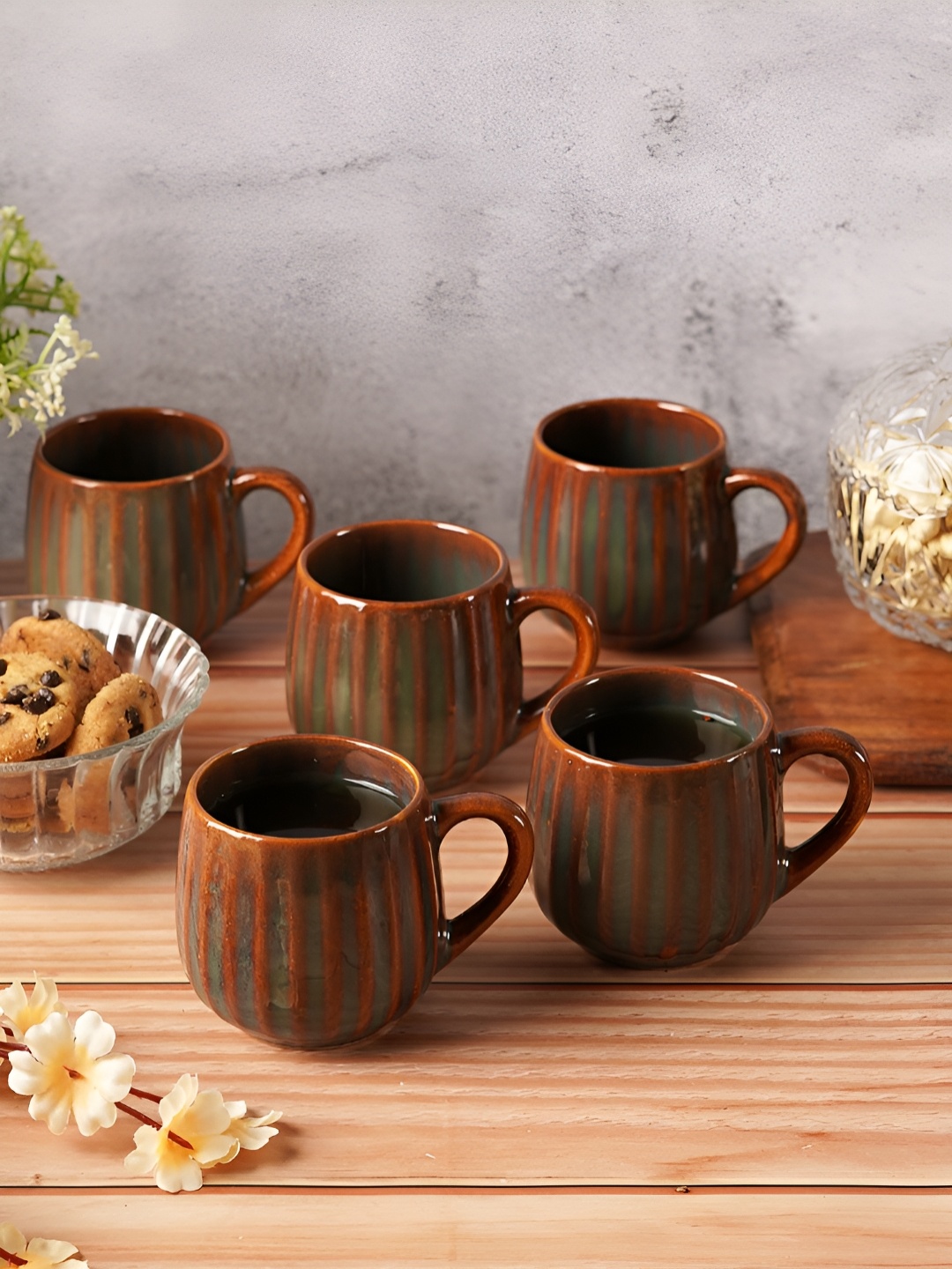 

Aura Brown 6 Pieces Glossy Ceramic Cups