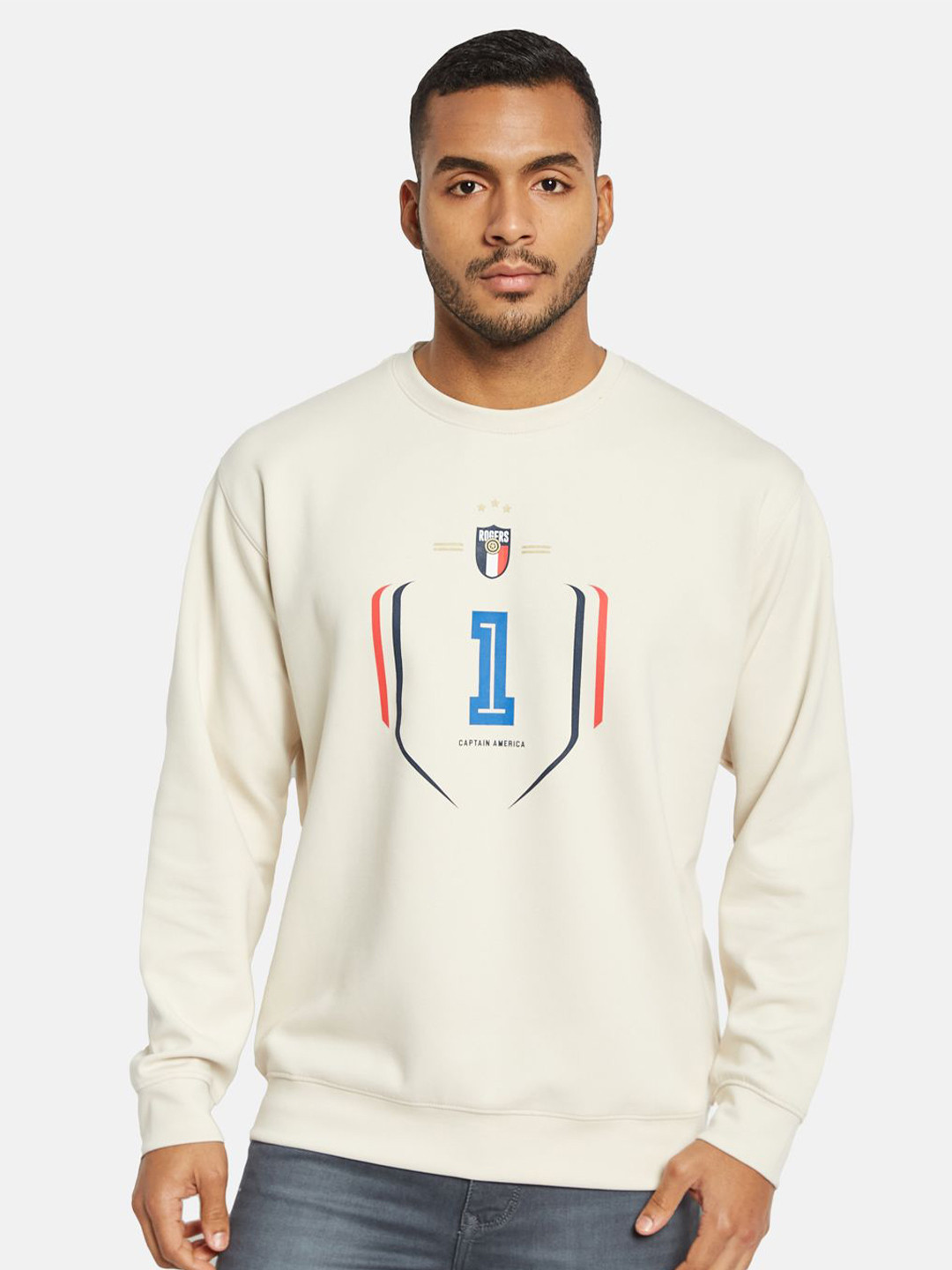 

Octave Men Round Neck Pullover Sweatshirt, Cream