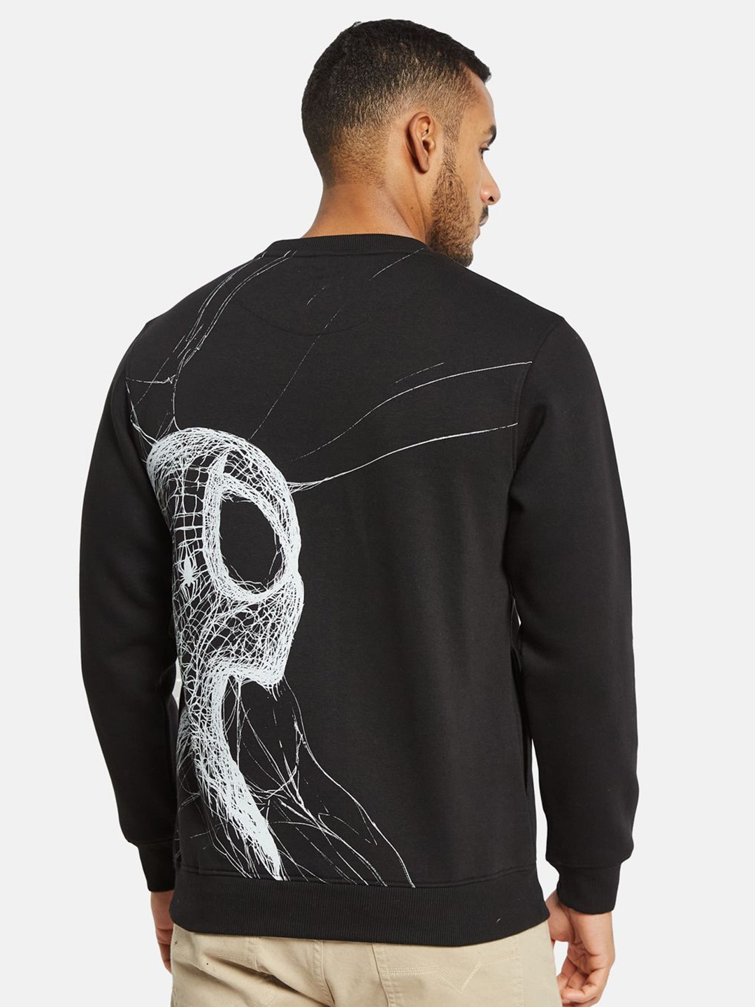 

Octave Men Graphic Printed Round Neck Sweatshirt, Black