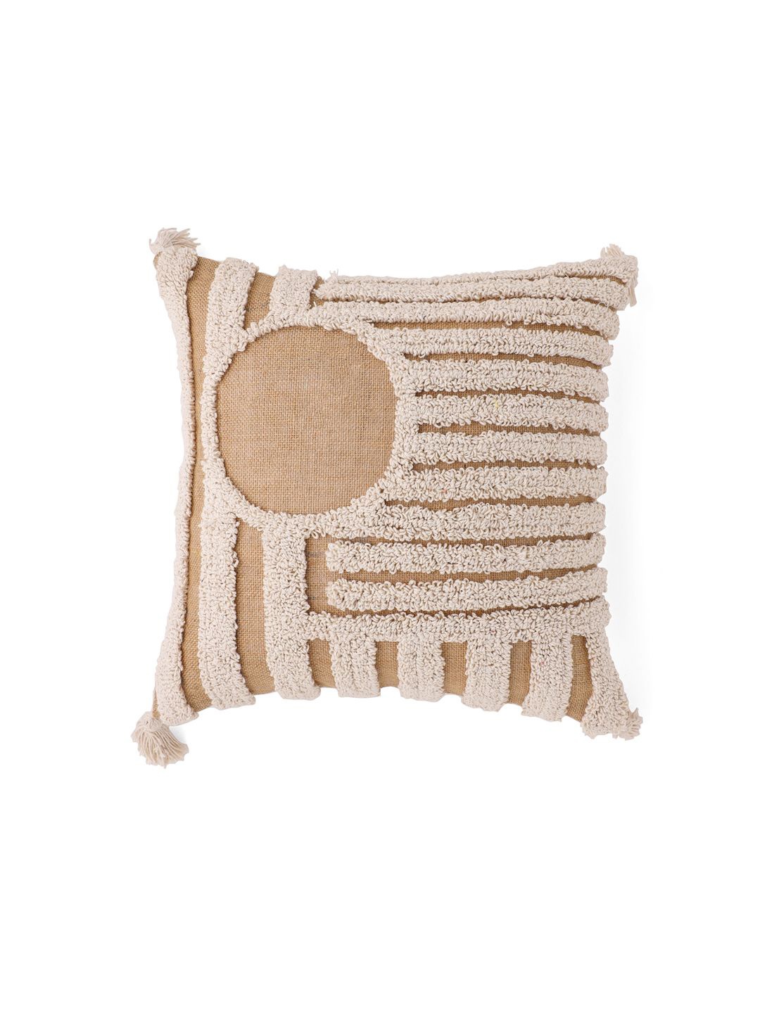 

SANSKRUTIHOMES Off White & Beige Embroidered Cotton Square Cushion Cover