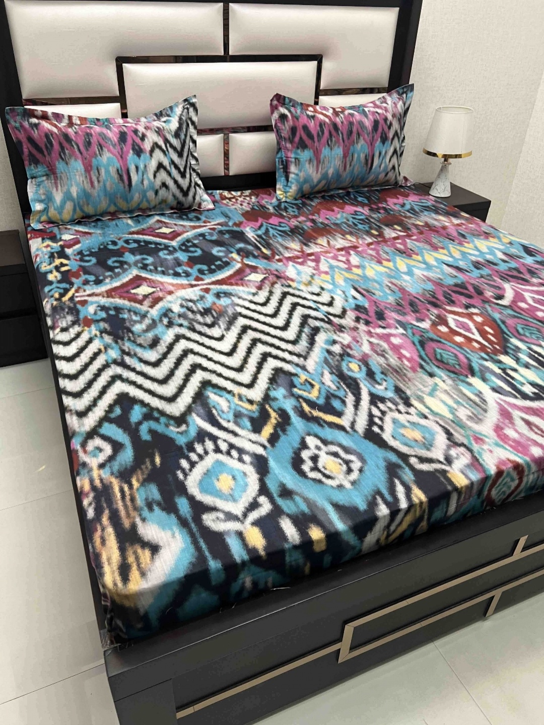 

Pure Decor Cotton King Size Double Bedsheet With 2 Pillow Covers 2.74m X 2.74m, Blue