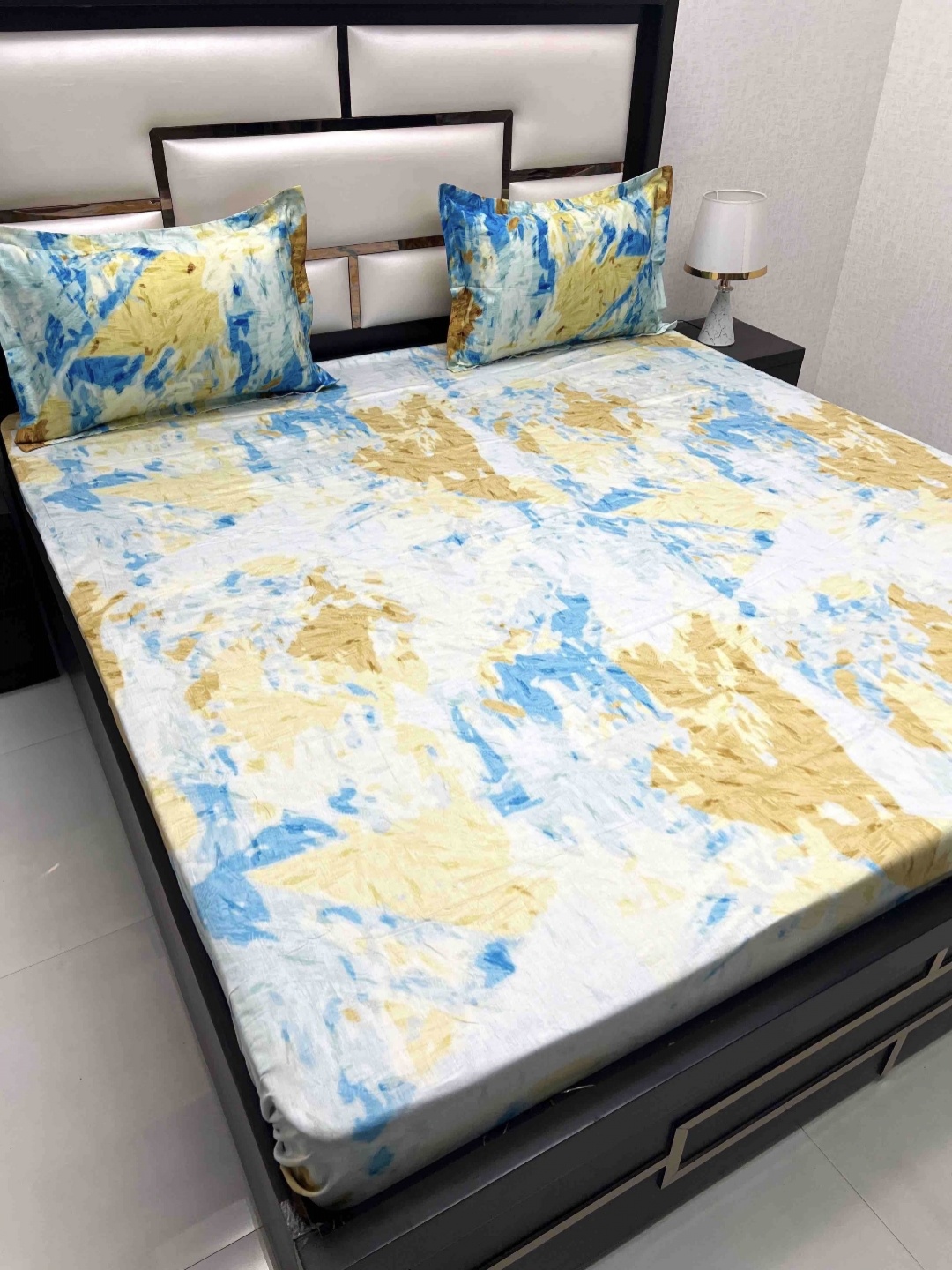 

Pure Decor Cotton King Size Double Bed Bedsheet With 2 Pillow Covers 2.74m X 2.74m, Blue
