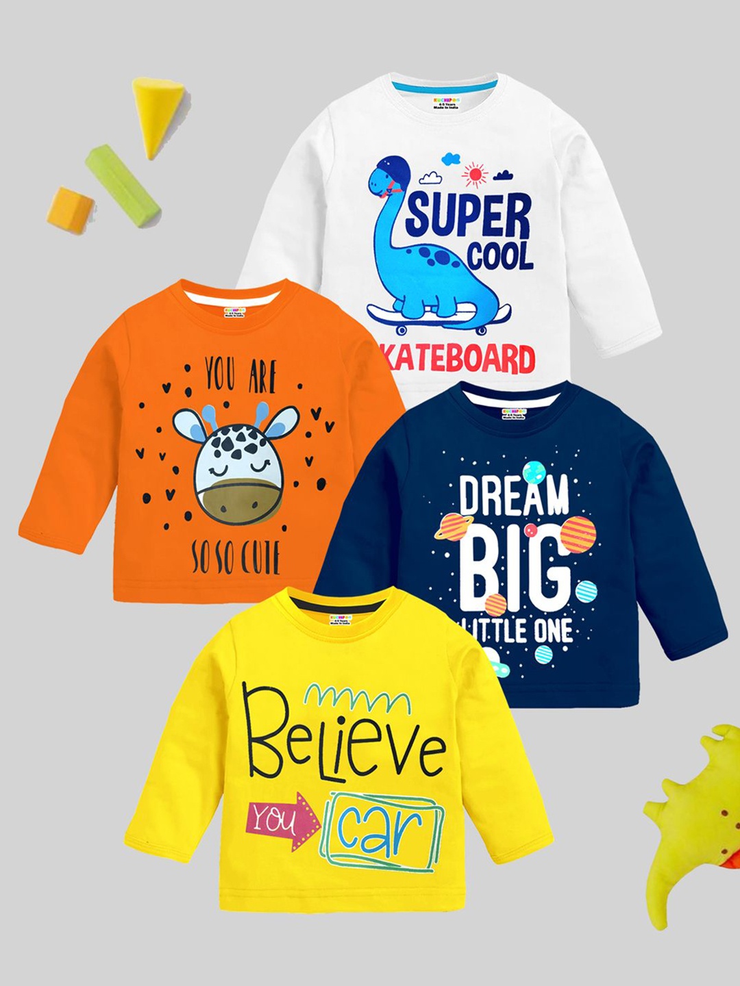 

KUCHIPOO Boys Typography 4 Printed T-shirt, Orange