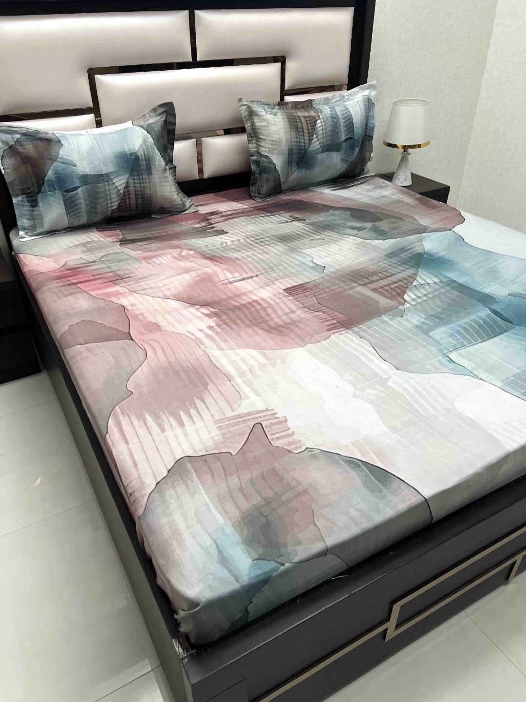 

Pure Decor Cotton King Size Double Bed Bedsheet With 2 Pillow Covers 2.74m X 2.74m, Multi